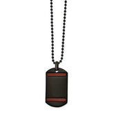 Chisel Stainless Steel Polished Black IP-plated with Tiger's Eye Dog Tag on a 22 inch Ball Chain Necklace